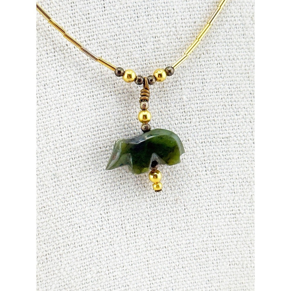 Vintage 1970's Zuni Bear Necklace With Barrel Clasp. 9" Length.